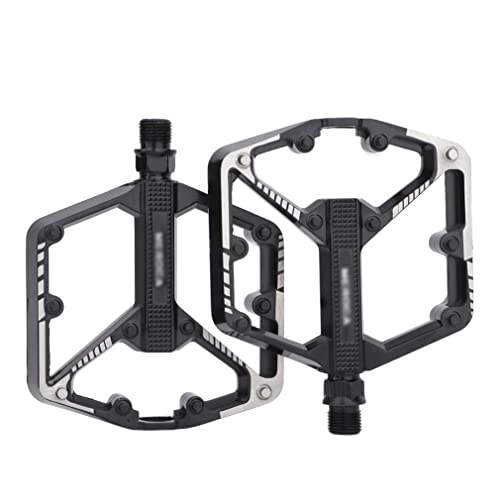 Mountain Bike Pedal : LSRRYD Mountain Bike Pedals Double DU Bearings Aluminum Alloy Bicycle Platform Pedals Sealed Non-Slip 9 / 16" For Road BMX MTB Folding Cycling (Color : Black)