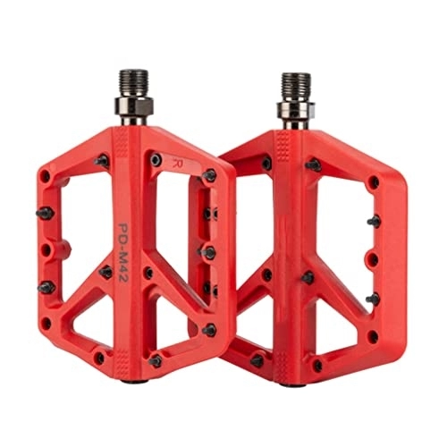 Mountain Bike Pedal : LSRRYD Mountain Bike Pedals Flat MTB Pedals Nylon Bicycle Platform Pedals For Road Bikes BMX 9 / 16'' With Removable Anti Skid Nails (Color : Red)