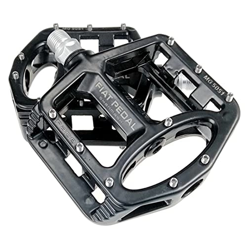Mountain Bike Pedal : LSRRYD Mountain Bike Pedals MTB Pedals Bicycle Flat Pedals Magnesium Alloy 9 / 16" Bearing Lightweight Platform For Road Mountain BMX Bike (Color : Black)