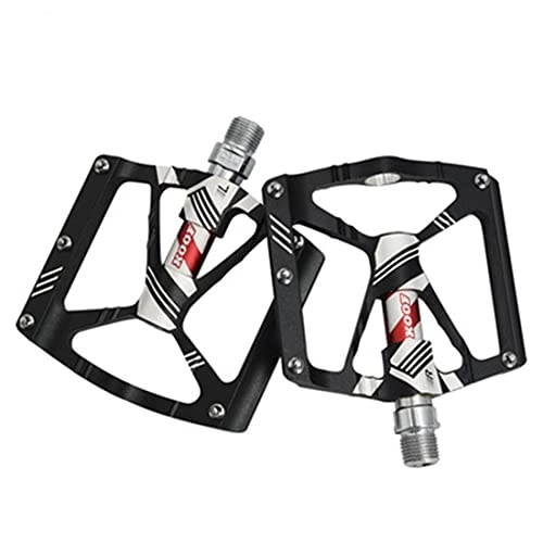 Mountain Bike Pedal : LSRRYD Mountain Bike Pedals Sealed Bearing Aluminum Alloy Wide Platform Bicycle Flat Pedals For Road Bike BMX MTB Lightweight Anti-slip, Waterproof And Dustproof (Color : Black)