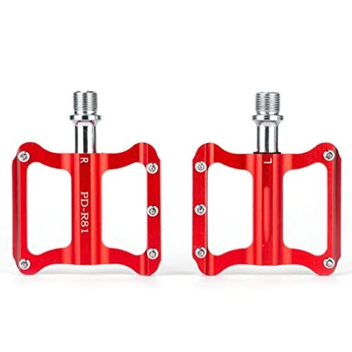Mountain Bike Pedal : LSRRYD MTB Bicycle Pedals Mountain Road Bike Flat Pedals 9 / 16" Lightweight Aluminum Alloy Platform Cycling Pedal Universal For BMX (Color : Red B)