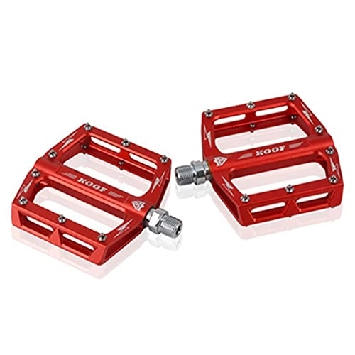 Mountain Bike Pedal : LSRRYD MTB Mountain Bike Pedals Road Bicycle Flat Pedal With Anti-Skid Pins Universal Lightweight Aluminum Alloy Platform Pedal For Travel Cycle-Cross Bikes (Color : Red)