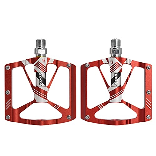 Mountain Bike Pedal : LSRRYD MTB Pedal Mountain Bike Pedals Sealed Bearing Aluminum Alloy Wide Platform Bicycle Flat Pedals For Road Bike BMX Lightweight Anti-slip, Waterproof And Dustproof (Color : Red)
