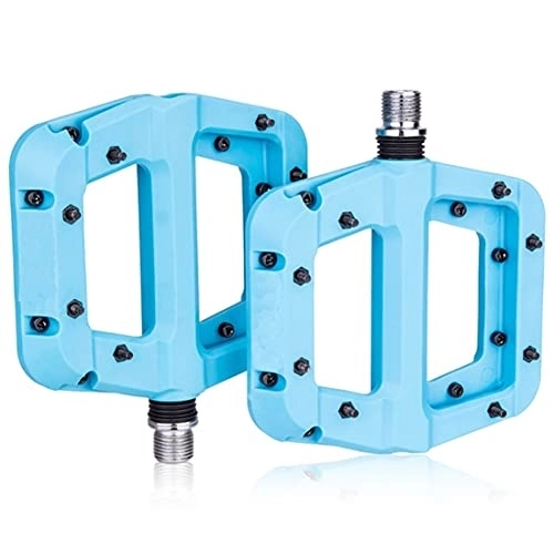 Mountain Bike Pedal : LSRRYD MTB Pedal Mountain Road Bike Pedals 2 Bearing Non-Slip Lightweight Nylon Fiber Bicycle Platform Pedals for bicycle BMX (Color : Blue)