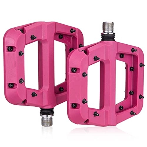 Mountain Bike Pedal : LSRRYD MTB Pedal Mountain Road Bike Pedals 2 Bearing Non-Slip Lightweight Nylon Fiber Bicycle Platform Pedals for bicycle BMX (Color : Pink)