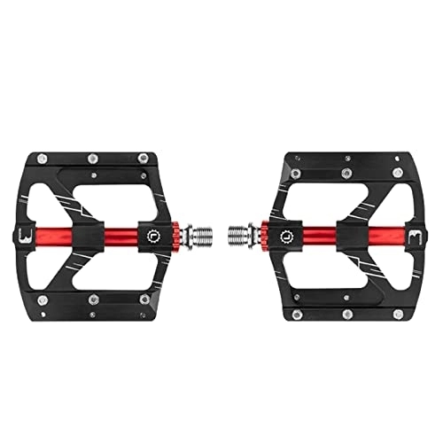 Mountain Bike Pedal : LTHAPPYFUL MTB Road Mountain Bike Pedals Bicycle Pedals, 3 Bearings Aluminum Alloy Surface Lightweight Non-Slip Aluminum Strong Pedals with Removable Anti-Skid Nails Fits Most Bikes, Black Pair