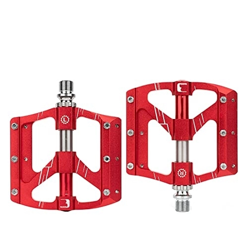 Mountain Bike Pedal : LTHAPPYFUL MTB Road Mountain Bike Pedals Bicycle Pedals, 3 Bearings Aluminum Alloy Surface Lightweight Non-Slip Aluminum Strong Pedals with Removable Anti-Skid Nails Fits Most Bikes, Red Pair