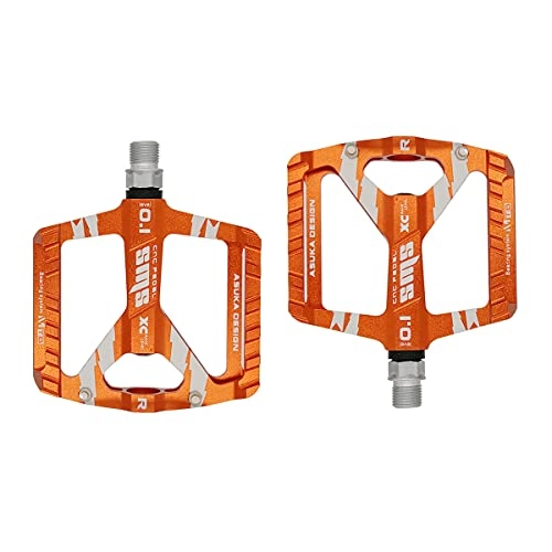 Mountain Bike Pedal : LTY Bicycle Pedal, Metal Pedals Non-Slip Cycling Pedals Lightweight Aluminum Alloy Platform Flat Pedals for Mountain Road Bike-Orange