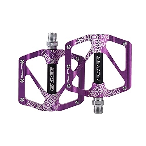 Mountain Bike Pedal : LUOSHUO Bike Pedals Aluminum Alloy Non-slip Super Light Mountain Bike Pedal Bearing Platform Road Mountain Large Area Bicycle Pedal Mtb Pedals (Color : Purple)