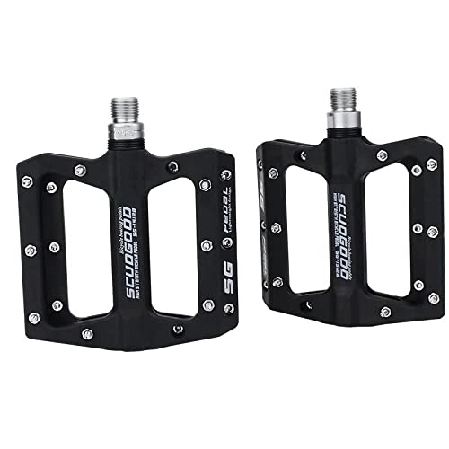 Mountain Bike Pedal : LUOSHUO Bike Pedals Bicycle Pedals Nylon Fiber Ultra-light Mountain Bike Pedal 4 Colors Big Foot Road Bike Bearing Pedals Cycling Parts Mtb Pedals (Color : Black)
