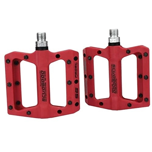 Mountain Bike Pedal : LUOSHUO Bike Pedals Bicycle Pedals Nylon Fiber Ultra-light Mountain Bike Pedal 4 Colors Big Foot Road Bike Bearing Pedals Cycling Parts Mtb Pedals (Color : Red)