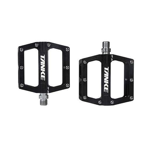 Mountain Bike Pedal : LUOSHUO Bike Pedals Bicycle Pedals Ultralight Aluminum Alloy Colorful Hollow Anti-skid Bearing Mountain Bike Accessories MTB Foot Pedals Mtb Pedals (Color : BLACK-A pair)