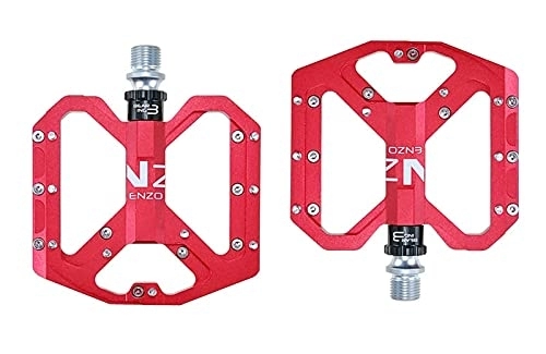 Mountain Bike Pedal : LUOSHUO Bike Pedals Flat Foot Ultralight Mountain Bike Pedals MTB CNC Aluminum Alloy Sealed 3 Bearing Anti-slip Bicycle Pedals Bicycle Parts Mtb Pedals (Color : Red)