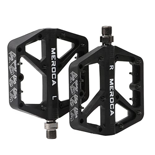 Mountain Bike Pedal : LUOSHUO Bike Pedals Mountain Bike Pedal Nylon Fiber 9 / 16 Inch Widened Non-slip Bike Platform Pedal Bicycle Accessories Mtb Pedals (Color : Black)