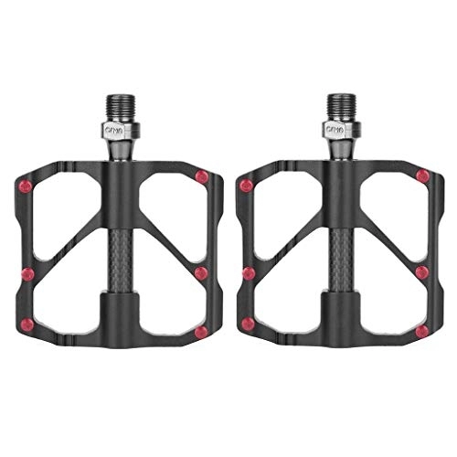 Mountain Bike Pedal : LvTu Mountain Bike Pedals 9 / 16 Antiskid Durable 3 Bearings Carbon Fiber Shaft MTB Pedal (Color : Black)