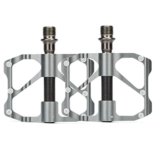 Mountain Bike Pedal : LvTu Road Bike Pedals, 3 Bearing Alloy 9 / 16 Antiskid Durable Bicycle Pedal (Color : Gray)