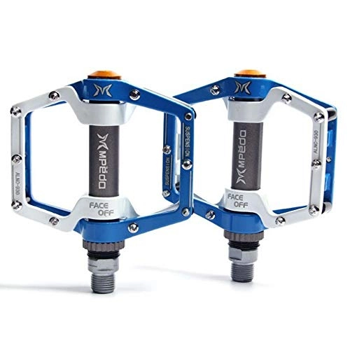 Mountain Bike Pedal : LWLEI Aluminum Alloy Bicycle Pedal，Mountain Bike Wide Platform Non-slip Sealed Bearing Pedals，9 / 16 Inch (Color : Blue)