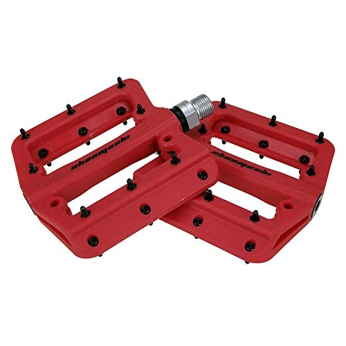 Mountain Bike Pedal : Lwlei Bike Pedals, New Nylon Carbon Fiber Anti Slip Durable Mountain Bike Flat Pedals, Ultralight Comfortable Bicycle Pedals For 9 / 16 Inch (Color : Red)