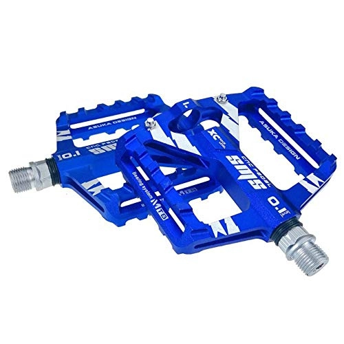 Mountain Bike Pedal : LWLEI CNC Bicycle Pedals Mountain Bikes Pedal Aluminum Alloy Cycling Bearing Pedals For BMX / MTB Bike, 9 / 16 Inch (Color : Blue)