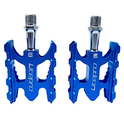 Mountain Bike Pedal : LWLEI Mountain Bicycle Platform，DU Bearing Aluminum Alloy Pedal, 9 / 16inch Pedals For Folding Bike，225g / pair (Color : Blue)