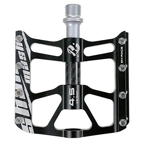 Mountain Bike Pedal : Lwlei Mountain Bike Pedals 3 Bearing Aluminum Alloy Pedal Carbonized Tube Bicycle Pedal，Bicycle Wide Platform Flat Pedals，322g (Color : Black)