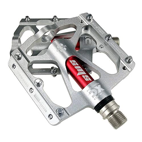 Mountain Bike Pedal : Lwlei Mountain Bike Pedals, 3 Bearing Road Bike Pedal， CNC Aluminum Alloy Bicycles Pedals, MTB Pedals, 9 / 16 Inch (Color : Gray)