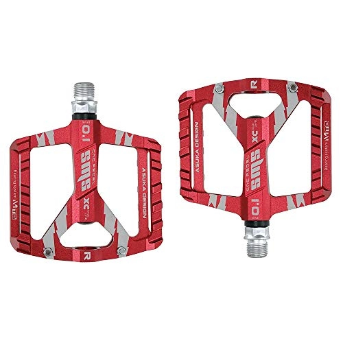 Mountain Bike Pedal : Lwlei Mountain Bike Pedals - Aluminum Antiskid Durable Bicycle Cycling Pedals Anodizing Bearing Bicycle Pedals， For BMX / MTB Road Bicycle 9 / 16 Inch (Color : Red)