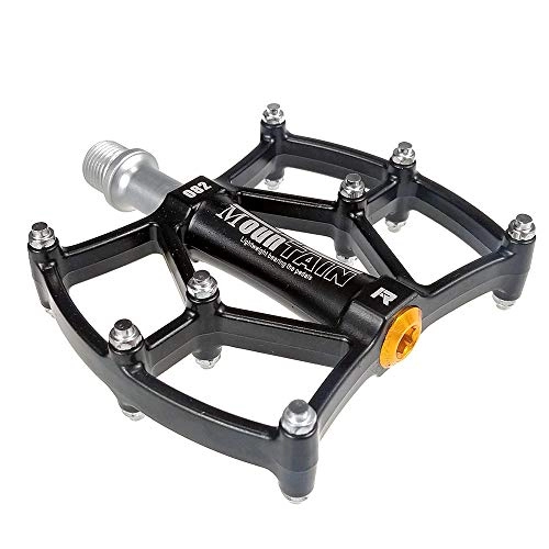 Mountain Bike Pedal : Lwlei Mountain Bike Pedals, Ultralight Bicycle Flat Pedals, 3 Bearing Cycling Platform Pedal, Bike Accessories 326g (Color : Black)