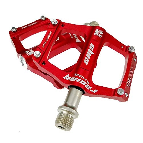 Mountain Bike Pedal : Lwlei Road Bike Bearing Pedals 9 / 16 Inch Spindle Aluminum Alloy Flat Platform For BMX MTB Road Bicycle Foldable Bicycle (Color : Red)