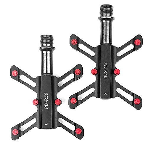 Mountain Bike Pedal : Lwlei X-type Bicycle Pedal Folding Bike Pedal Road Bike Bearing Pedals Lightweight Pedals，9 / 16", 1 Pair (Color : Black)