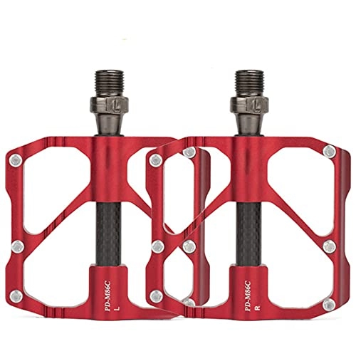 Mountain Bike Pedal : LXQLLJJD Lightweight Mountain Bike Pedal with Carbon Fiber Shaft Core Tube, Strong Grip, Good Lubricity, Flat Pedal for Mountain Road Bike, Reduce Physical Energy Consumption, Red