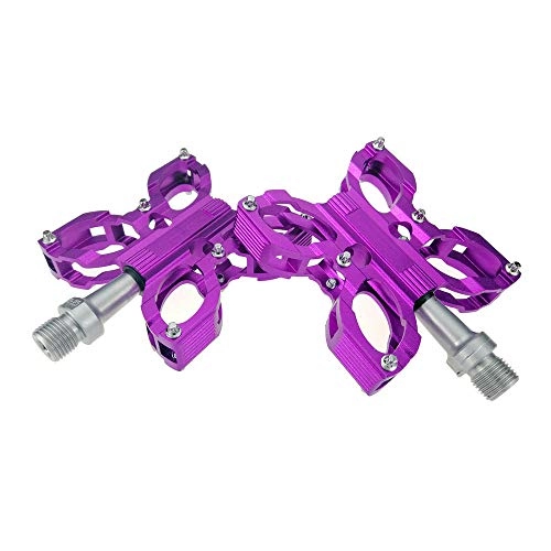 Mountain Bike Pedal : LXZC Bicycle Pedals Butterfly Shape New Anti-Slip Aluminum Pedals MTB Mountain Bike Durable Sealed Bearing for Most Adult Bikes Mountain Road and Hybrid Bikes, Purple