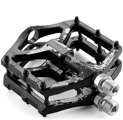 Mountain Bike Pedal : LYCAON Bike Bicycle Pedals, Non-Slip Durable Ultralight Mountain Bike Flat Pedals, 3 Bearing Pedals for 9 / 16 MTB BMX Mountain Road Bike Hybrid Pedals (Black-Graffiti)