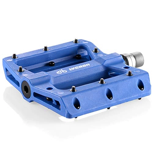 Mountain Bike Pedal : LYCAON Bike Bicycle Pedals, Non-Slip Durable Ultralight Mountain Bike Flat Pedals, 3 Bearing Pedals for 9 / 16 MTB BMX Mountain Road Bike Hybrid Pedals (Blue(Nylon))