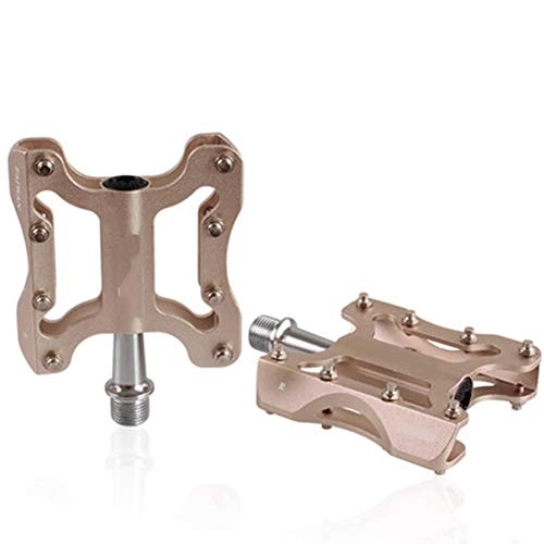 Mountain Bike Pedal : LYzpf Bike Pedal Mountain Bicycle Aluminum Alloy Parts Bearing Pedals Antiskid Durable Ultralight 9 / 16 Inch Pedaling, Brown