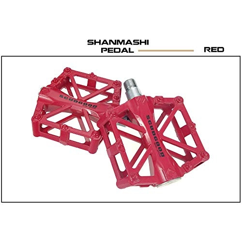Mountain Bike Pedal : Lzcaure Bicycle Pedal Mountain Bike Pedals 1 Pair Aluminum Alloy Antiskid Durable Bike Pedals Surface For Road BMX MTB Bike 5 Colors (SMS-202) Bike Pedals (Color : Red)