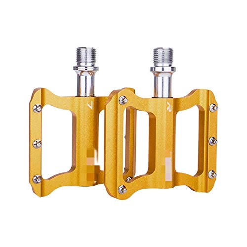 Mountain Bike Pedal : Lzcaure Bicycle PedalAluminum Alloy Colorful Ultra-lightweight Anti-slip Durable 1 Pair Bicycle Pedals Mountain Bike Pedals Bike Accessoriesfor BMX MTB Bikes (Size:71.9 * 81.8mm; Color:Gold)