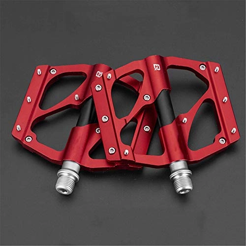 Mountain Bike Pedal : Lzcaure Bicycle PedalBicycle Pedals Aluminum Alloy Non-slip MTB Road Bike High Speed Bearing Hollow-carved Dustproof Pedal Bike Accessoriesfor BMX MTB Bikes (Size:110 * 95 * 17mm; Color:Red)