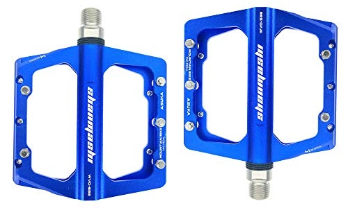 Mountain Bike Pedal : MAIKONG 4 Bearing Mountain Bike Pedals Platform Flat Bicycle Alloy Pedals Road Bike Aluminum Alloy Bearing Pedals, Blue