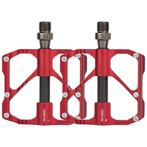 Mountain Bike Pedal : MAIKONG Bicycle Pedal, Mountain Bike Pedal, DU Bearing, Aluminum-Magnesium Alloy, Carbon Fiber Bearing, Suitable for Bicycles, Mountain Bikes, Red
