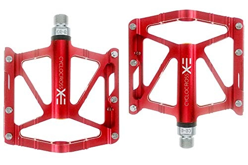 Mountain Bike Pedal : MAIKONG Ultralight mountain bike pedal 3 bearing aluminum alloy lubrication stepper wide bicycle universal Palin pedal blue pedal, Red