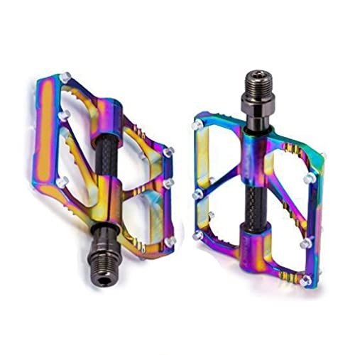 Mountain Bike Pedal : MAYABI Cycling Bike Pedals, Ultra-light All-aluminum Alloy Mountain Road 3 Sealed Bearing Carbon Tube Pedals With Cleats Colorful (Color : Mountain bike pedals)