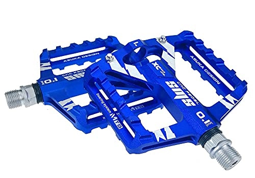 Mountain Bike Pedal : MCYAW Bearing 1 Pair Wide Platform Bike Pedals Big Foot Pedales Aluminium Alloy Mountain Bicycle Pedals MTB Accessories Non-slip (Color : Blue)
