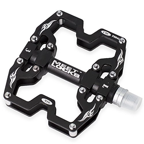 Mountain Bike Pedal : MEETLOCKS Bike Pedals for MTB, Road bicycle, BMX, CNC Aluminum Body, Cr-Mo CNC Machined 9 / 16" Screw thread Spindle, 3 Ultral Sealed bearings.