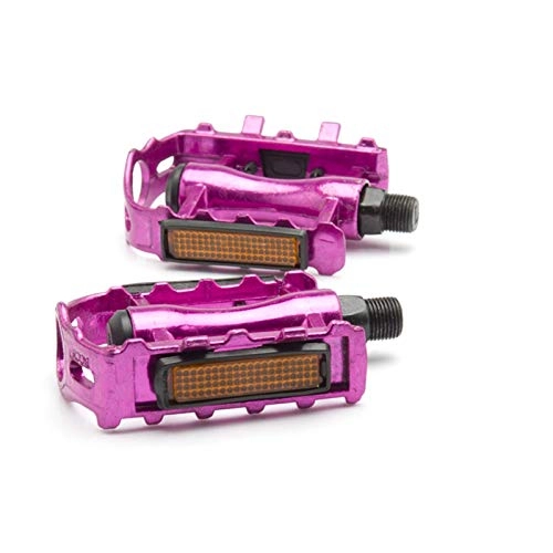 Mountain Bike Pedal : MHXY Folding pedal Bike Pedals 1 Pair Aluminum Alloy Bicycle Pedal Bicycle Pedal Mountain Road Bike Bearing Pedals Flat cage pedal (Color : Rosy red)