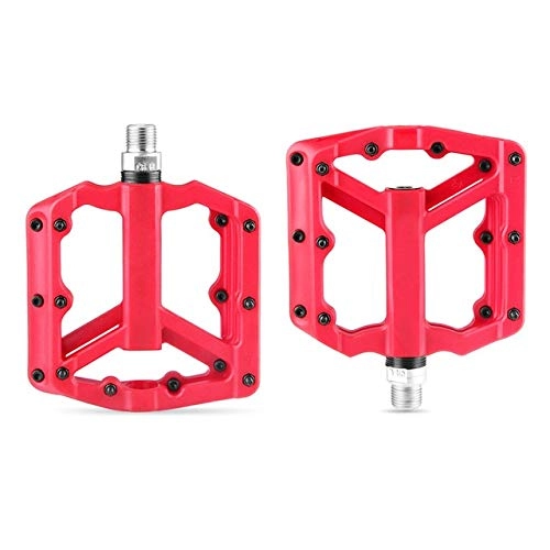 Mountain Bike Pedal : MINGDIAN FH Ultralight Flat For MTB Pedals Nylon Bicycle Pedal Mountain Bike Platform Pedals Sealed Bearings Cycling Pedals MD-TB (Color : Red)