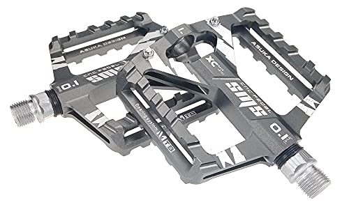Mountain Bike Pedal : MJJCY density 1 Pair Wide Platform Bike Pedals Big Foot Pedales Aluminium Alloy Mountain Bicycle Pedals MTB Accessories Spindle (Color : Grey)