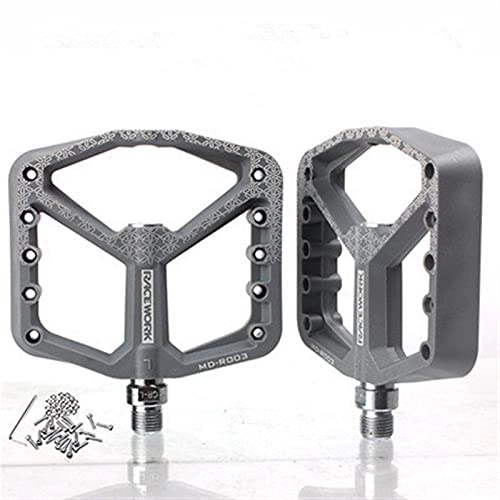 Mountain Bike Pedal : MJJCY density Bicycle Pedals Mtb Nylon Platform Footrest Flat Mountain Bike Paddle Grip Pedalen Bearings Footboards Cycling Foot Hold Spindle (Color : NEW gray)