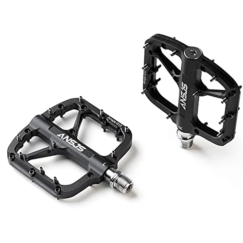 Mountain Bike Pedal : MJJCY density Mountain Bike Pedals Platform Bicycle Flat Alloy Pedals 9 / 16" Sealed Bearings Pedals Non-Slip Alloy Flat Pedals Spindle (Color : A012-Black)