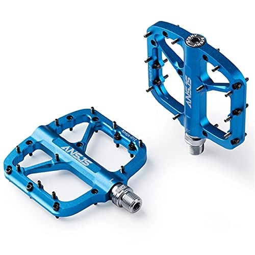 Mountain Bike Pedal : MJJCY density Mountain Bike Pedals Platform Bicycle Flat Alloy Pedals 9 / 16" Sealed Bearings Pedals Non-Slip Alloy Flat Pedals Spindle (Color : A012-Blue)